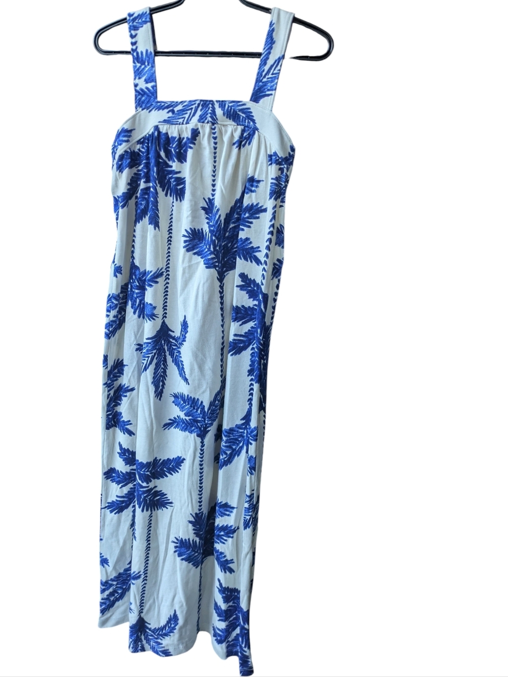 H&M Blue and White Palm-Print Sundress